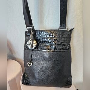 Brighton black leather crossbody handbag